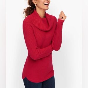 Talbots cotton modal red cowl neck sweater XL petite NWT